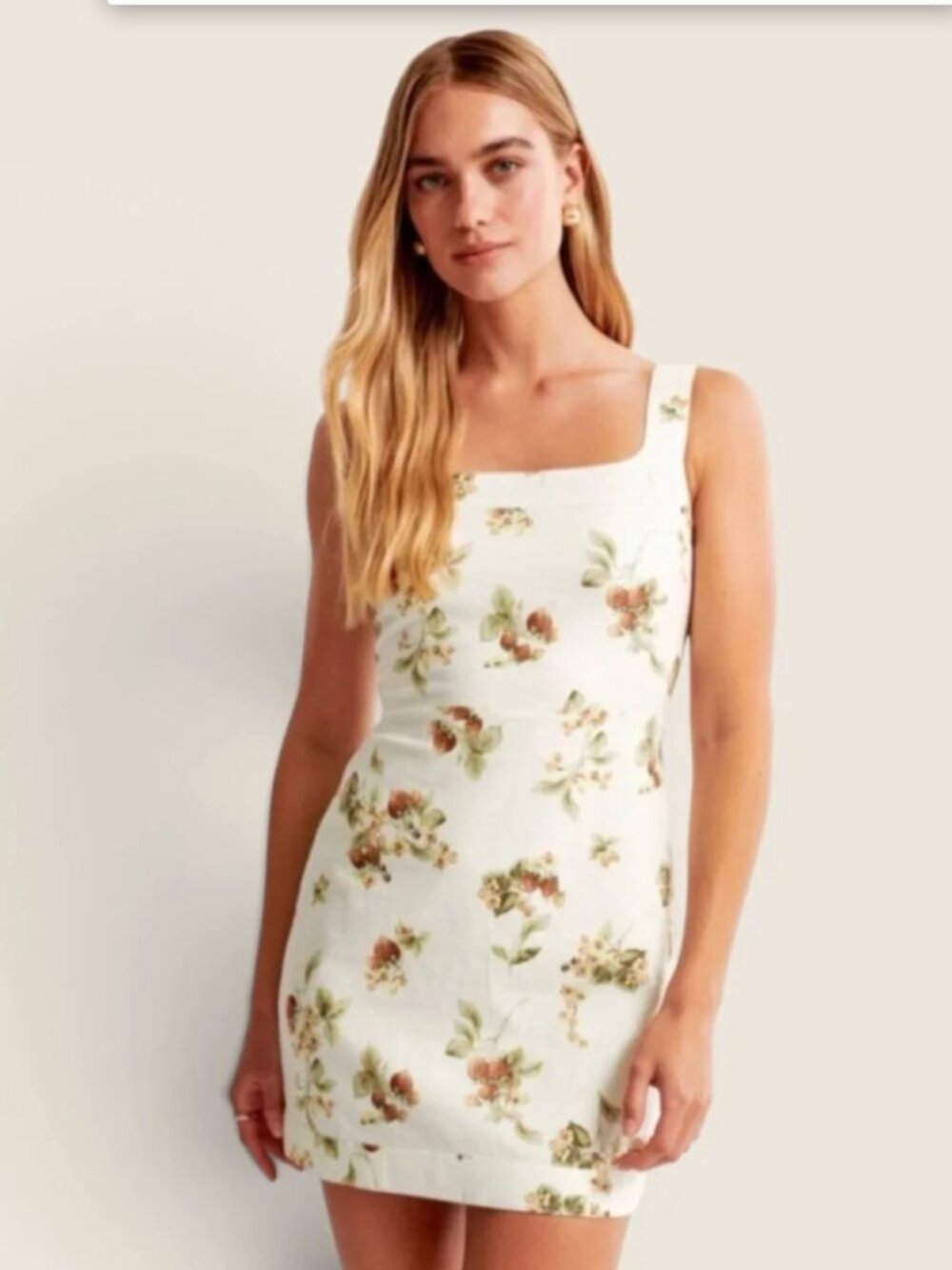 Abercrombie Strawberry Print Linen-Blend Mini Dress
